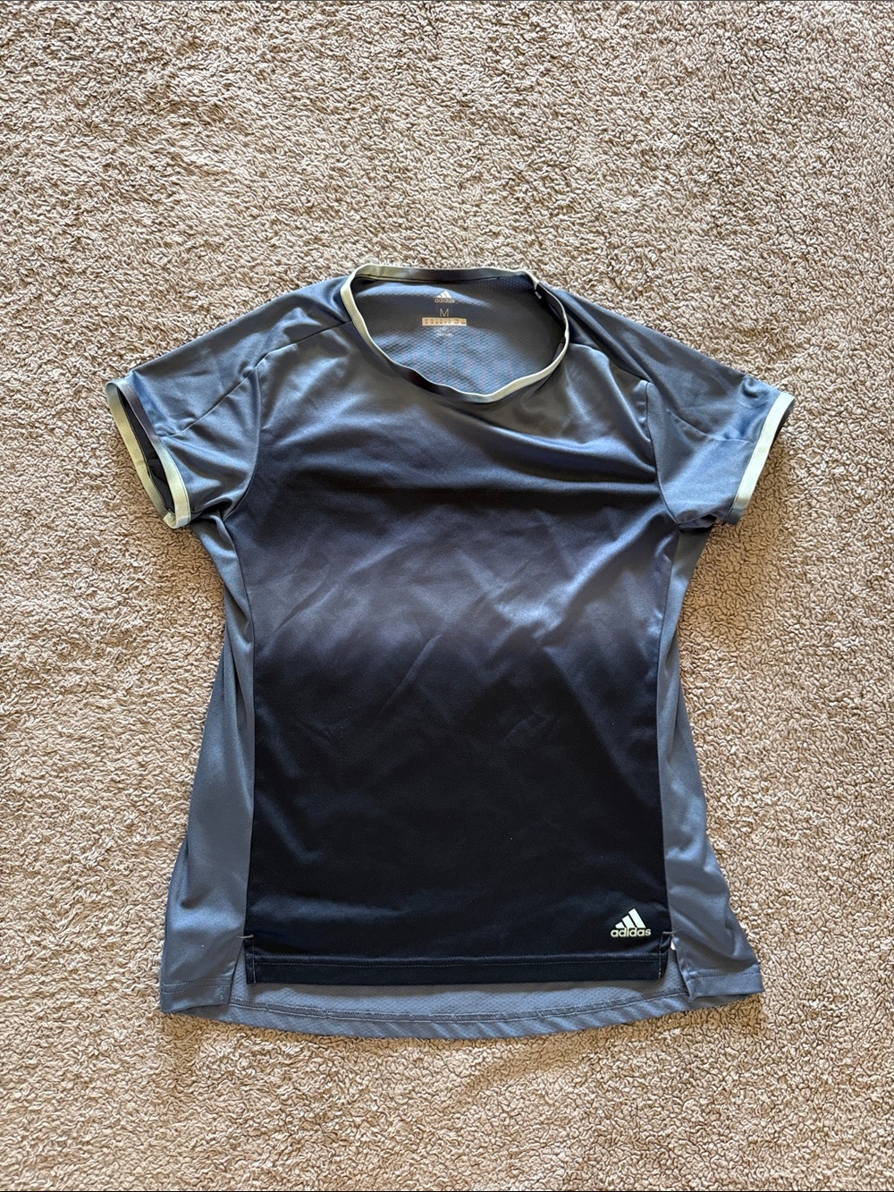 adidas Women's Black and Gray Short Sleeve Athletic Top